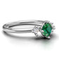 14K Gold Ring with 1 Emerald and 2 Diamonds, STT: Prong