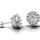 14k Gold Earrings Circle with 24 Diamonds, "STT: 4-Prong", Push Back, Cut Split