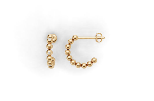 14k Gold Earrings with 6 Diamonds, "STT: Bezel", Push Back
