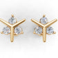 14K Gold Earrings with 6 Diamonds, "STT: 1-Prong and Bezel", Push Back