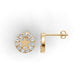 14K Gold Earrings Circle and Star with 22 Diamonds, "STT: Prong", Push Back
