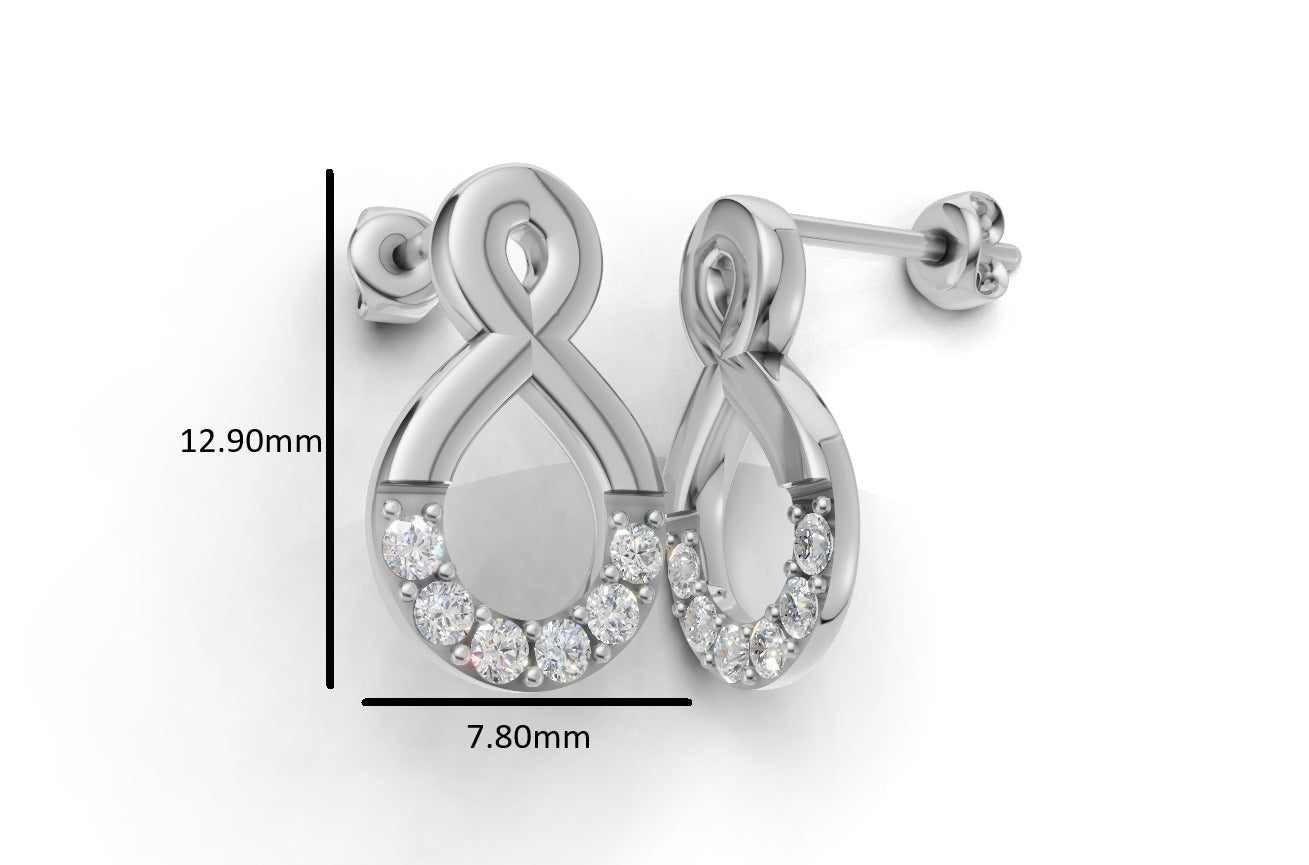 14K Gold Earring with 12 Diamonds, "STT: Prong", Push Back
