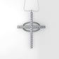 14K Pendant with 29 Diamond 1.2mm VS1 each, Only Pendant, "Cross and oval with Prongs"