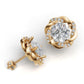 14k Gold Earrings Rope with 34 Diamonds, "STT: 4-Prong", Push Back