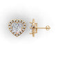 14k Gold Earrings Heart with 34 Diamonds, "STT: 4-Prong", Push Back, Cut Split
