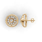 14K Gold Earrings Circle with 22 Diamonds, "STT: Prong and Bezel", Push Back, Filigree