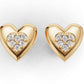 14k Gold Earrings Heart with 12 Diamonds, "STT: Prong", Push Back