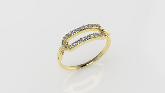 14K Engagement band Ring with 18 DIAMONDS VS1 1.3mm each, shape rectangular