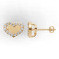 14k Gold Earrings Hearts with 30 Diamonds, "STT: Prong", Push Back