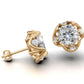14k Gold Earrings Solitaire with 10 Diamonds, "STT: 4-Prong", Push Back