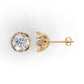 14K Gold Earrings Solitaire with 2 Diamonds, "STT: Prong", Push Back