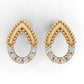 14K Gold Pear Earrings with 12 Diamonds, FILIGREE, "STT: Prong", Push Back