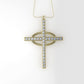 14K Pendant with 29 Diamond 1.2mm VS1 each, Only Pendant, "Cross and oval with Prongs"