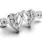 14k Gold Earrings Hearts with 12 Diamonds, "STT: Prong", Push Back