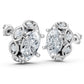 14k Gold Earrings Oval with 16 Diamonds, "STT: 4 Prong", Push Back