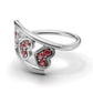 14K Gold Ring Hearts with 9 Ruby, STT: Prong