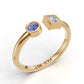 14K Gold Ring with 1 Sapphire and 1 Diamond, STT: Bezel
