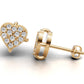 14k Gold Earrings Heart with 26 Diamonds, "STT: Prong", Push Back
