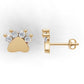 14k Dog Paw Earrings with 8 Diamonds, "STT: Prong", Push Back