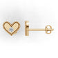 14k Gold Earrings Heart with 2 Diamonds, "STT: Bezel", Filigree, Push Back