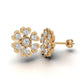 14K Gold Earrings with 14 Diamonds, "STT: 3-Prong and Bezel", Push Back, Filigree