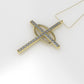 14K Pendant with 29 Diamond 1.2mm VS1 each, Only Pendant, "Cross and oval with Prongs"
