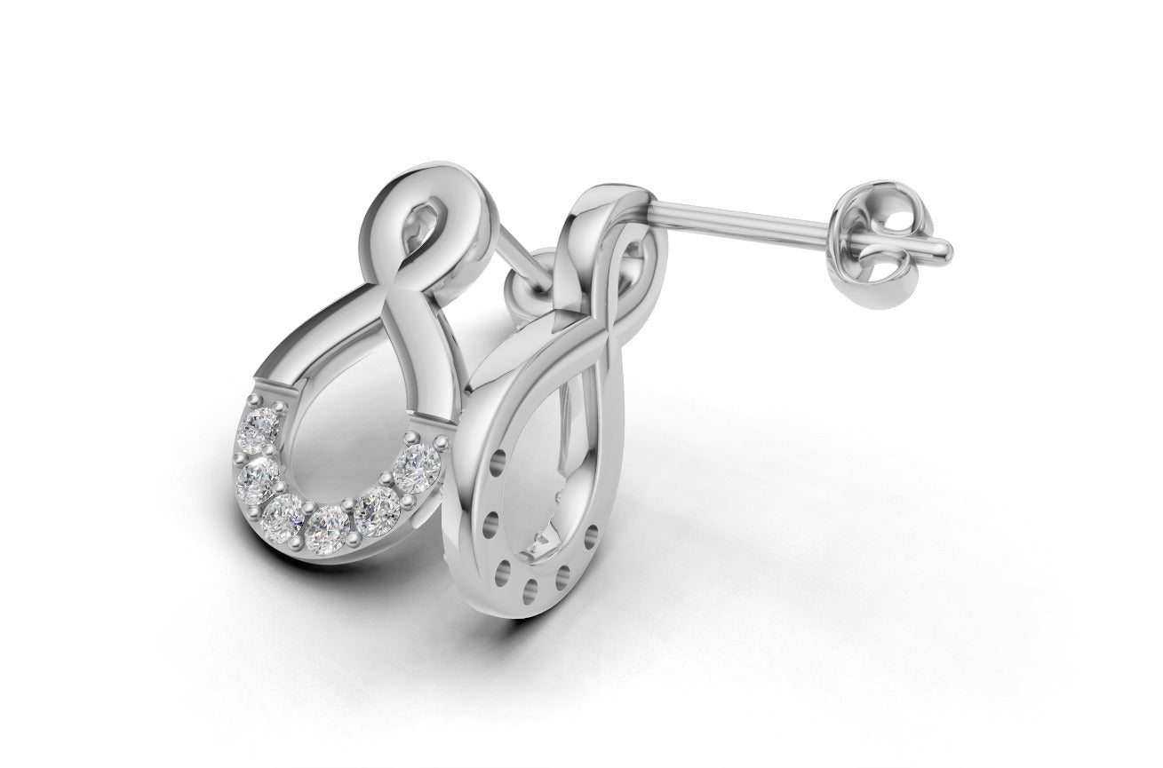 14K Gold Earring with 12 Diamonds, "STT: Prong", Push Back