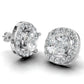 14k Gold Earrings Cushion with 34 Diamonds, "STT: 4-Prong", Push Back