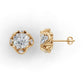 14k Gold Earrings Solitaire with 10 Diamonds, "STT: 4-Prong", Push Back