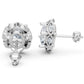 14k Gold Earrings Oval with 16 Diamonds, "STT: 4 Prong", Push Back