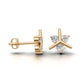 14K Gold Earrings with 6 Diamonds, "STT: 1-Prong and Bezel", Push Back