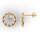 14k Gold Earrings Rope with 16 Diamonds, "STT: Prong", Push Back