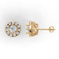 14k Gold Earrings Circle with 24 Diamonds, "STT: 4-Prong", Push Back, Cut Split