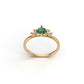 14K Gold Ring with 1 Emerald and 2 Diamonds, STT: Prong