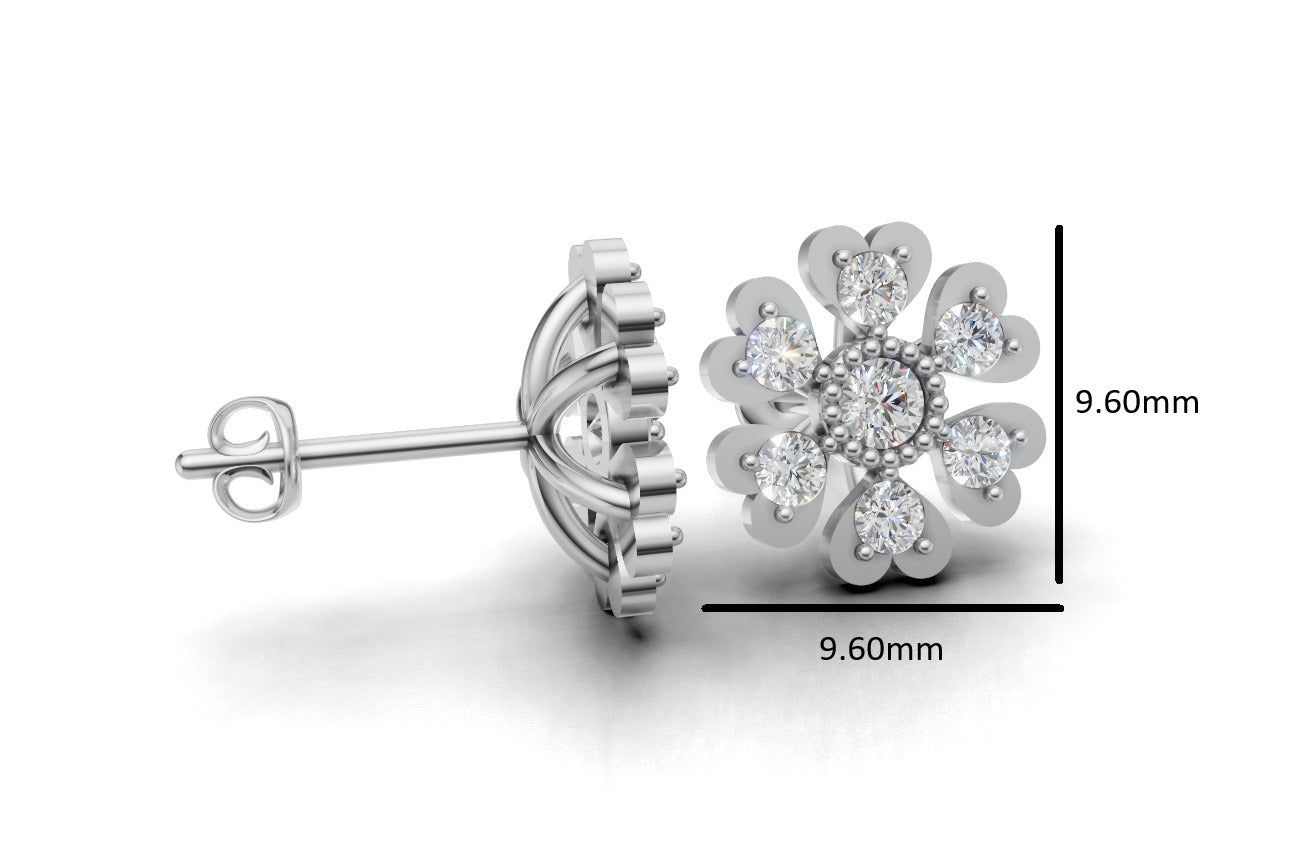 14K Gold Earrings with 14 Diamonds, "STT: 3-Prong and Bezel", Push Back, Filigree