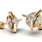 14k Gold Earrings Circle with 14 Diamonds, "STT: Prong and Bezel", Push Back
