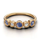 14K Gold Ring with 3 Sapphire and 2 Diamonds, STT: Bezel, Filigree
