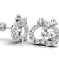 14k Gold Earrings Hearts with 24 Diamonds, "STT: Prong and Bezel", Push Back