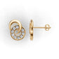 14K Gold Earring Circle and Moon with 18 Diamonds, "STT: Prong", Push Back, Cut Chanel