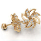 14K Gold Earrings Star with 24 Diamonds, "STT: "Prong", Push Back, Filigree