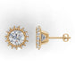 14k Gold Earrings with 32 Diamonds, "STT: Bezel and Prong", Filigree, Push Back