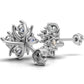 14K Gold Earrings Star with 8 Diamonds, "STT: 4-Prong", Push Back
