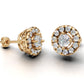 14k Gold Earrings Circle with 24 Diamonds, "STT: 4-Prong", Push Back, Cut Split