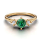 14K Gold Ring with 1 Emerald and 2 Diamonds, STT: Prong