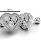 14k Gold Earrings Heart with 6 Diamonds, "STT: 3-Prong and Bezel", Push Back, Filigree
