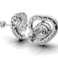 14k Gold Earrings Heart with 34 Diamonds, "STT: 4-Prong", Push Back, Cut Split