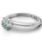 14K Gold Ring with 3 Emeralds and 3 Diamonds, STT: Prong