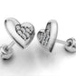 14k Gold Earrings Heart with 12 Diamonds, "STT: Prong", Push Back