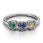 14K Gold Ring Heart with 3 Stones, STT: 3-Prong, Filigree