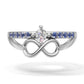 14K Gold Ring Infinity with 11 Stones, STT: Prong